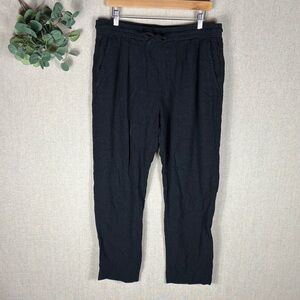 Porter & Ash > Black Linen Drawstring Wide Leg Pants Extra Large
